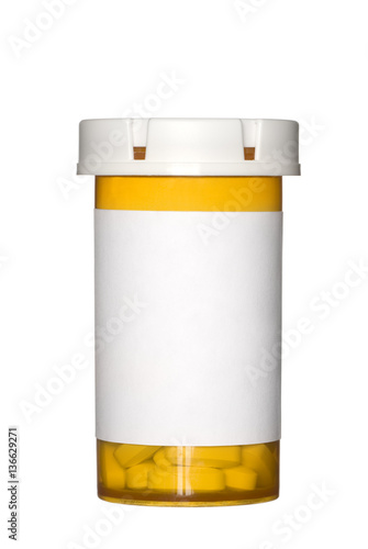 Pill bottle on white background