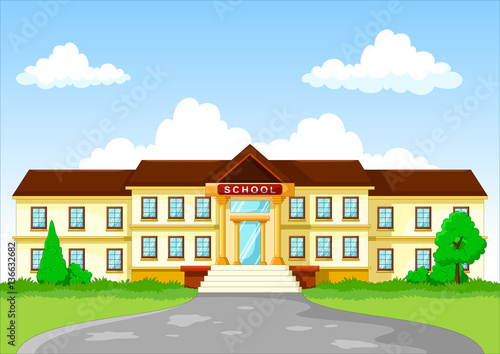 Vector illustration of school building cartoon