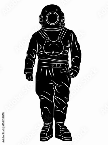 Silhouette of diver, vector draw