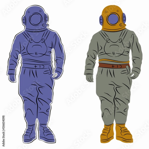 illustration of diver, vector draw