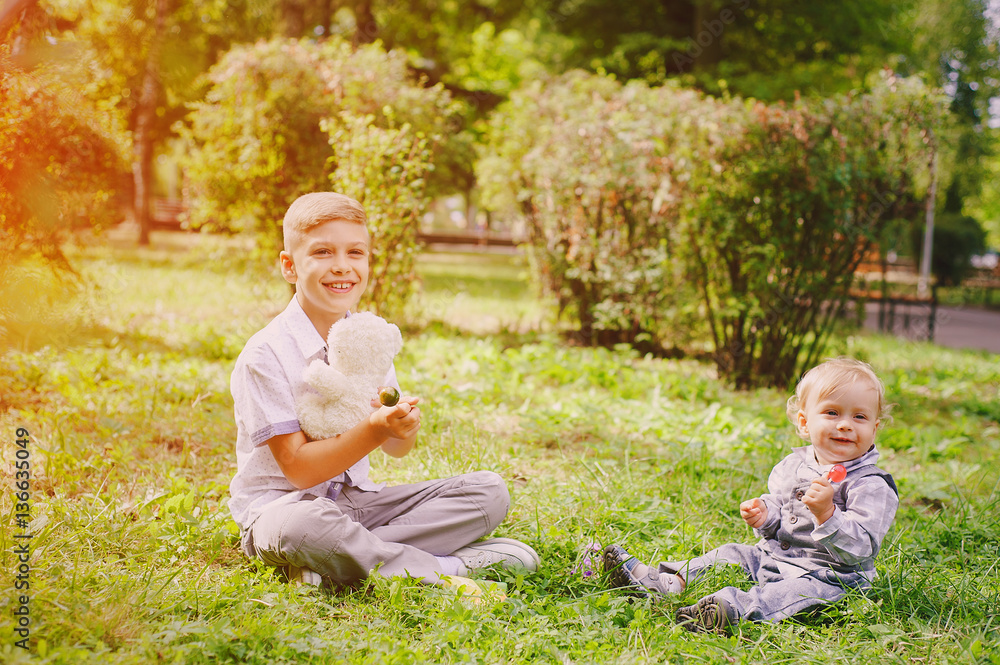 Fototapeta premium boys for a walk