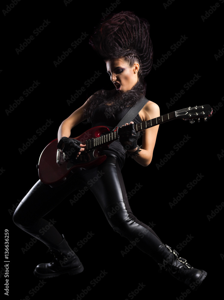 Fototapeta premium Young woman hard rock artist