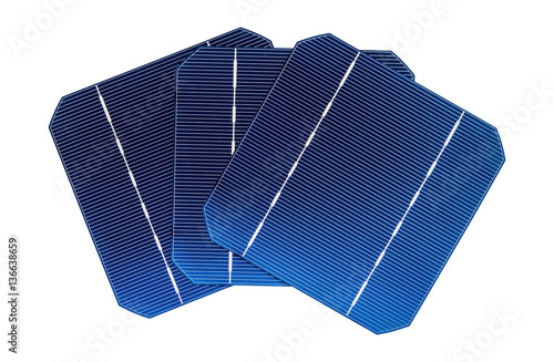 Solar cells on white background