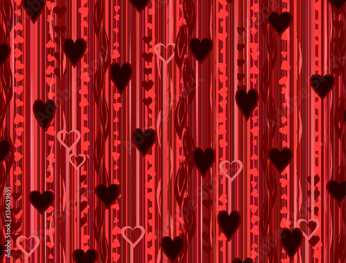 Valentine hearts abstract background, vector illustration, horizontal
