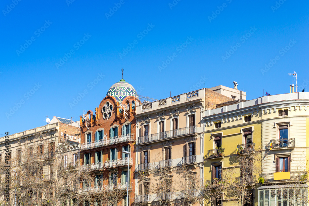 Cityscape in Barcelona Europe - street view of Old town in Barce