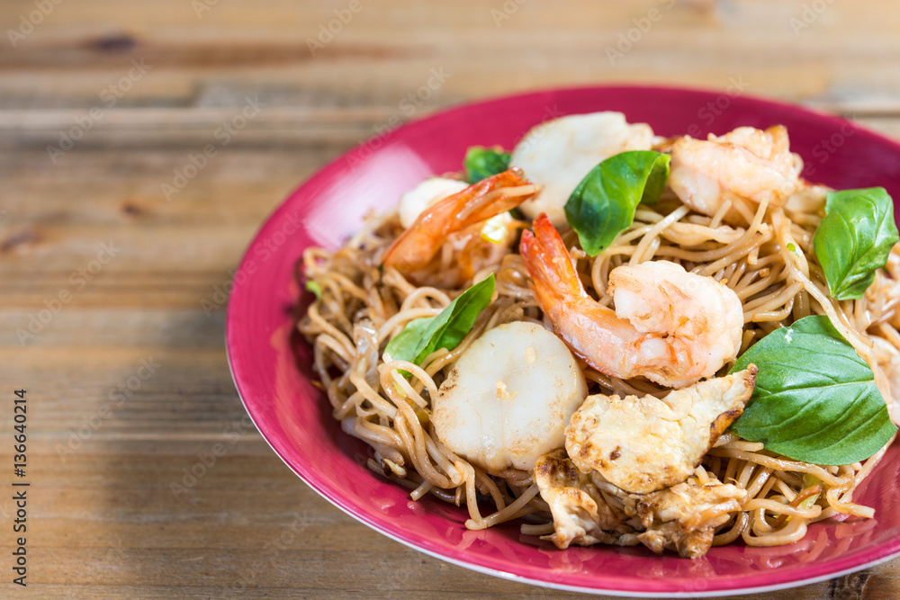 fried noodle asian food on the table fried noodle asian food on the table