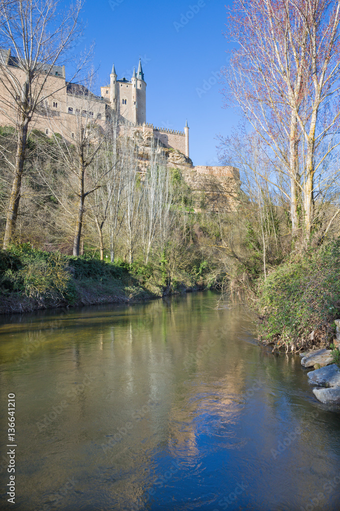 Segovia - Alcazar castle over the Rio Eresma.