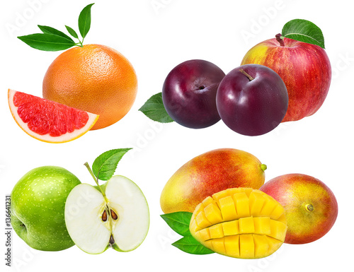 fruit collection isolated on a white