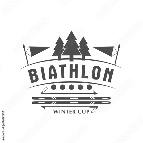 Biathlon logo badge. Vector Illustration. Winter sport Isolated emblem for design.