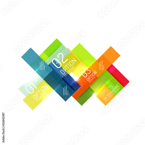 Geometric abstract composition with text and options