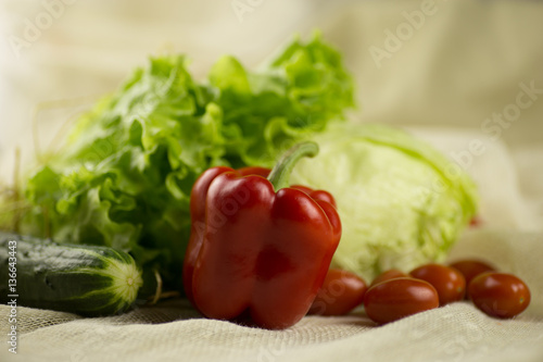 Tomato, bell pepper, cucumber ,lettuce