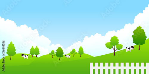 牛　牧場　風景　背景 