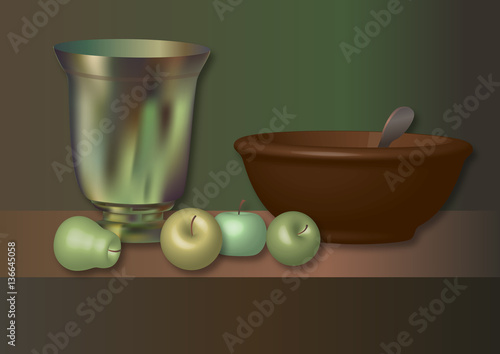 still life with apples