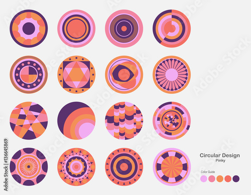 Colorful and variety of circle design with color guide.