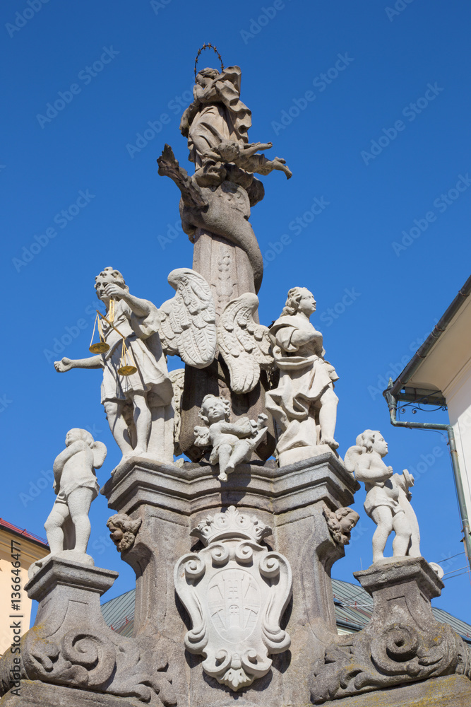 Banska Stiavnica -  The baroque column of Immaculata by Dioniz Ignac Staneti (1663 – 1725).