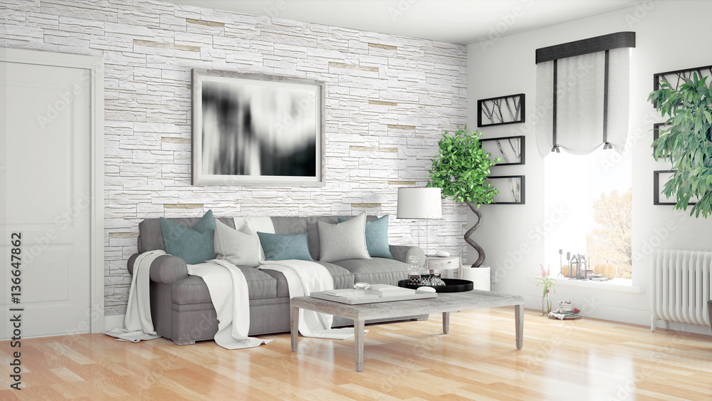 Fototapeta premium Modern bright interior . 3D rendering