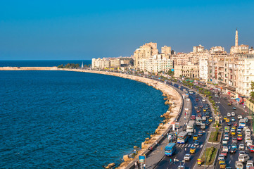Fototapete Ägypten Blick auf den Hafen von Alexandria, Ägypten  © javarman