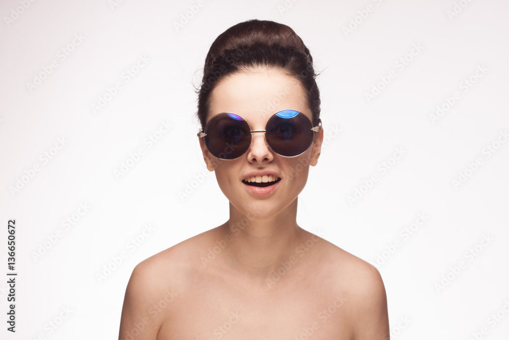 beautiful woman in sunglasses, open mouth beautiful woman in sunglasses, open mouth