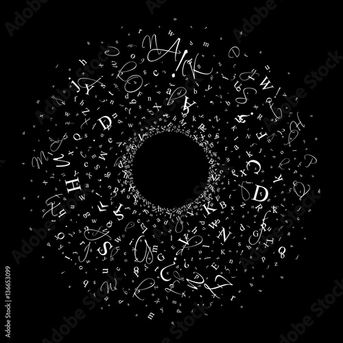 Abstract background of letters and digits.