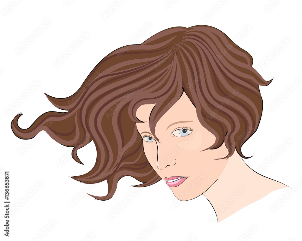 Vector girl with brown hair. Vector girl with brown hair.