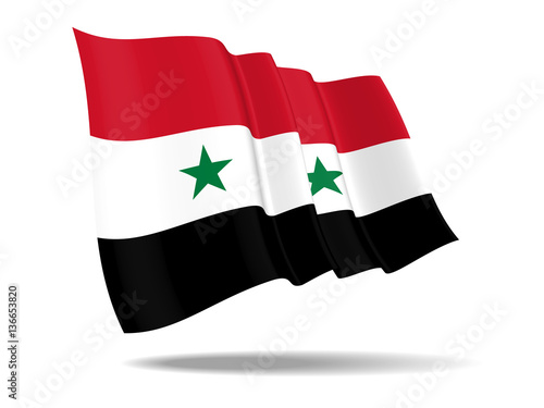 illustration Syrian Arab Republic flag waving Isolated on White Background,vector