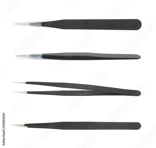 Black tweezers tool isolated