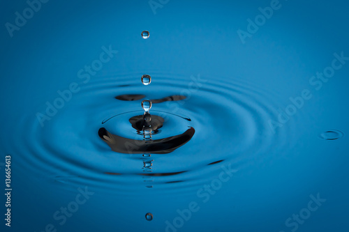 Water drop falling into the water