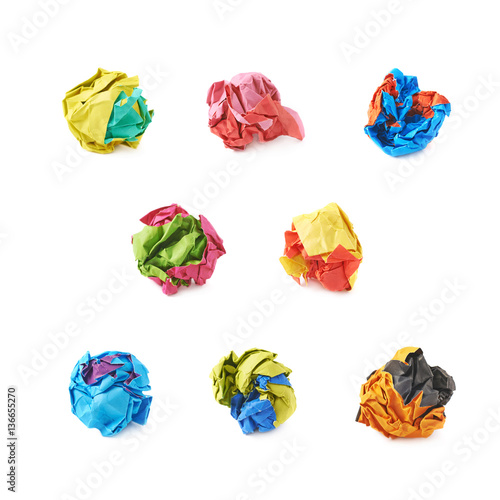 Colorful crumbled paper bal...