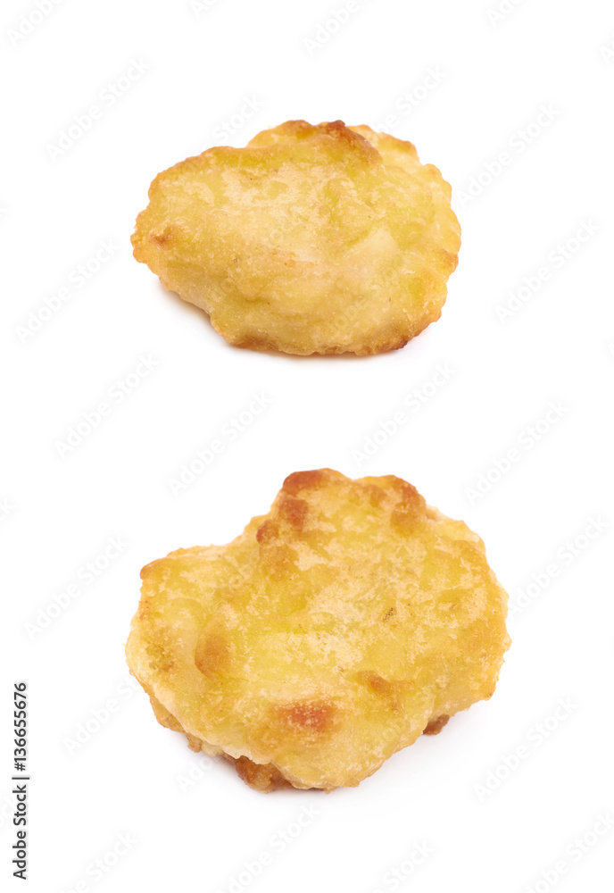 Breaded chicken nugget composition isolated Breaded chicken nugget composition isolated