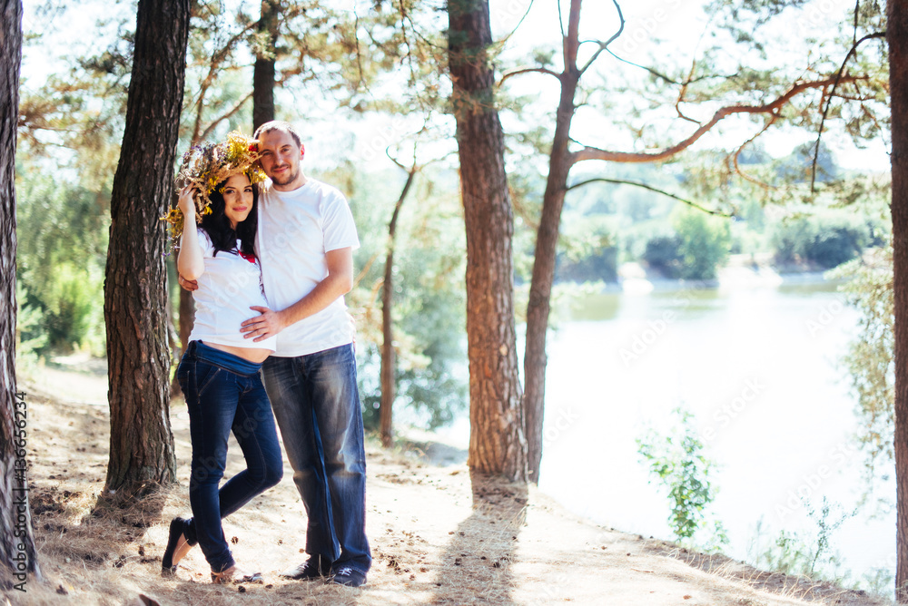 Fototapeta premium young happy couple waiting baby