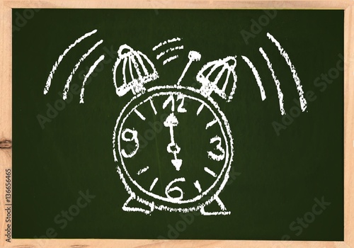 doodle alarm clock 6 or 18 - Chalk drawing hand painted hand drawn charcoal drawing - graphic icon pictogram picture element stylistic - Uhr Wecker 6 18 Uhr - Kohle Kreide Zeichnung handgemalt