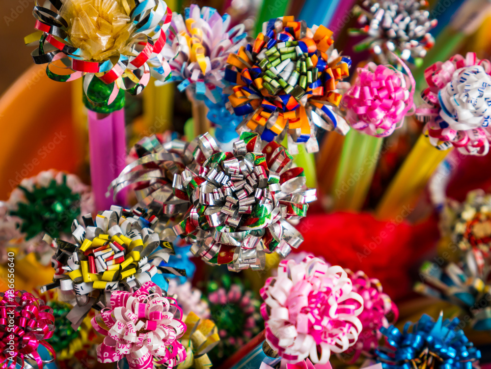 Colorful of artificial flower that re-cycle from plastic bottle Colorful of artificial flower that re-cycle from plastic bottle
