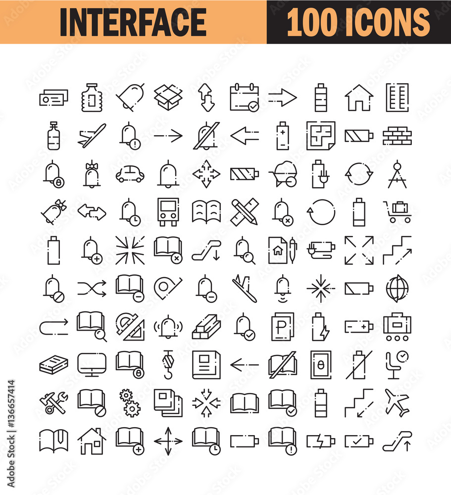 Universal thin line icon set Universal thin line icon set
