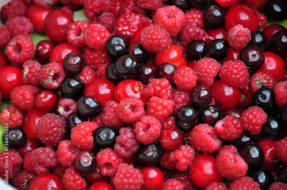 Summer fruit vitamin assorted raspberries, cherries, currants Summer fruit vitamin assorted raspberries, cherries, currants