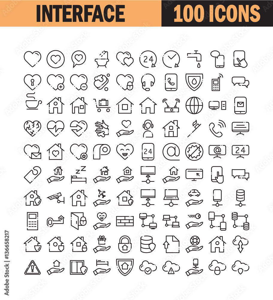 Universal thin line icon set Universal thin line icon set
