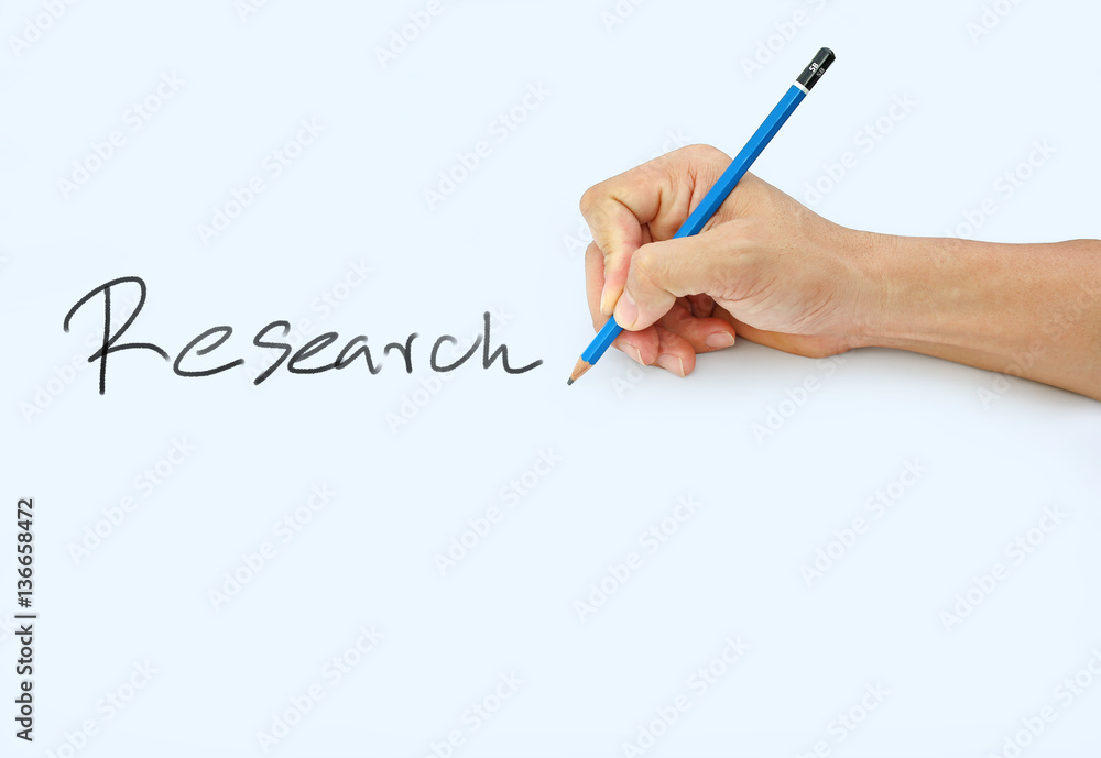 Hand holding a pencil on a white paper background, writing with pencil for word Hand holding a pencil on a white paper background, writing with pencil for word