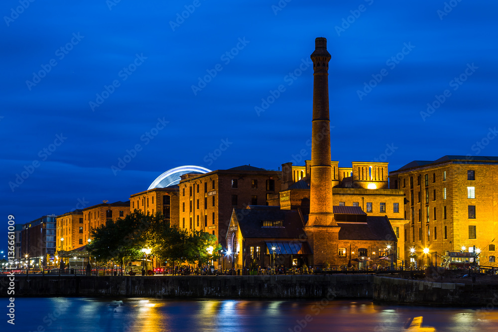 The Albert Dock during the blue hour