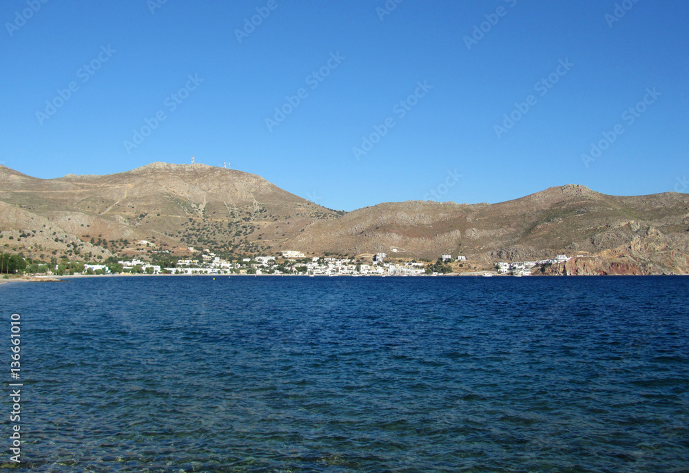 Livadhia, the port and main town of Tilos island, Greece