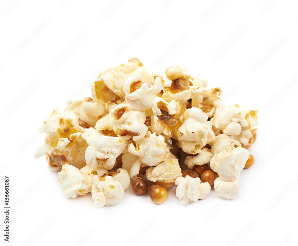 Pile of semi-cooked popcorn kernels