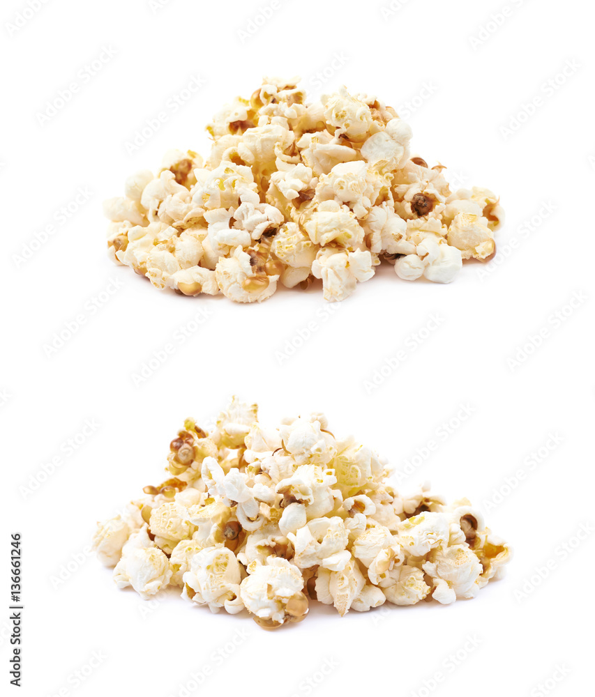 Pile of popcorn flakes isolated Pile of popcorn flakes isolated