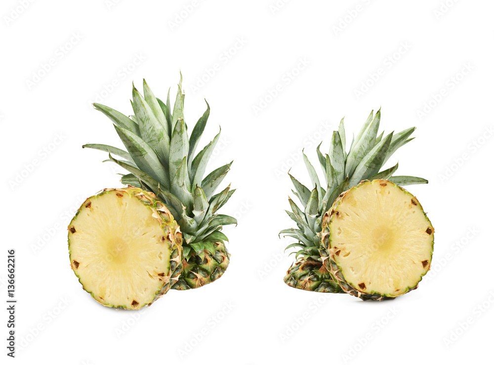 Upper half of a pineapple fruit