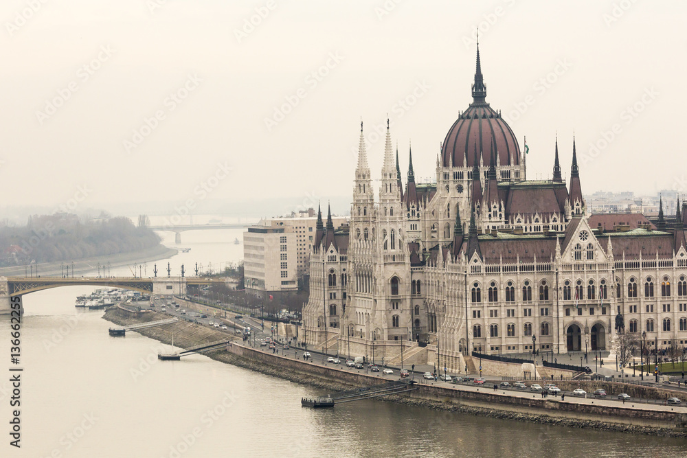 Obraz premium Parliament in Budapest, capital city of Hungary, Europe