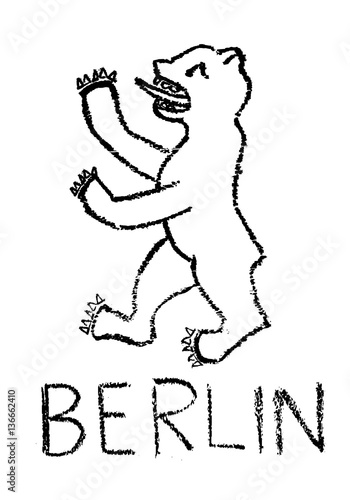Berliner Bär - Wahrzeichen von Berlin - Deutschland Hauptstadt - Kreidezeichnung Zeichnung handgemalt Kohle Kreidezeichnung doodle Krizelei Handdrawing
