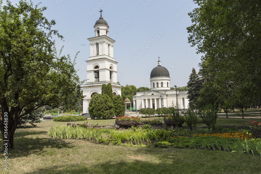 Cathedral Park in Chisinau, Moldova. Nativity Cathedral in Cathedral Park is the main Moldovan Orthodox place of worship in Chisinau.