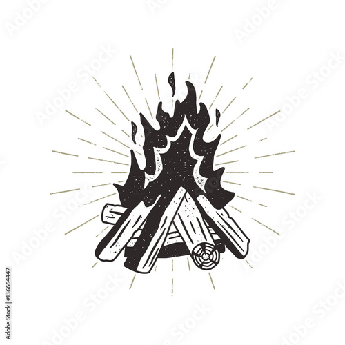 Tablou canvas Hand drawn campfire illustration