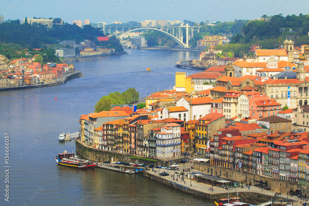 View from Oporto old city by the douro river