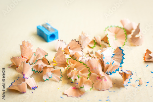 colorful pencils sharpening shavings