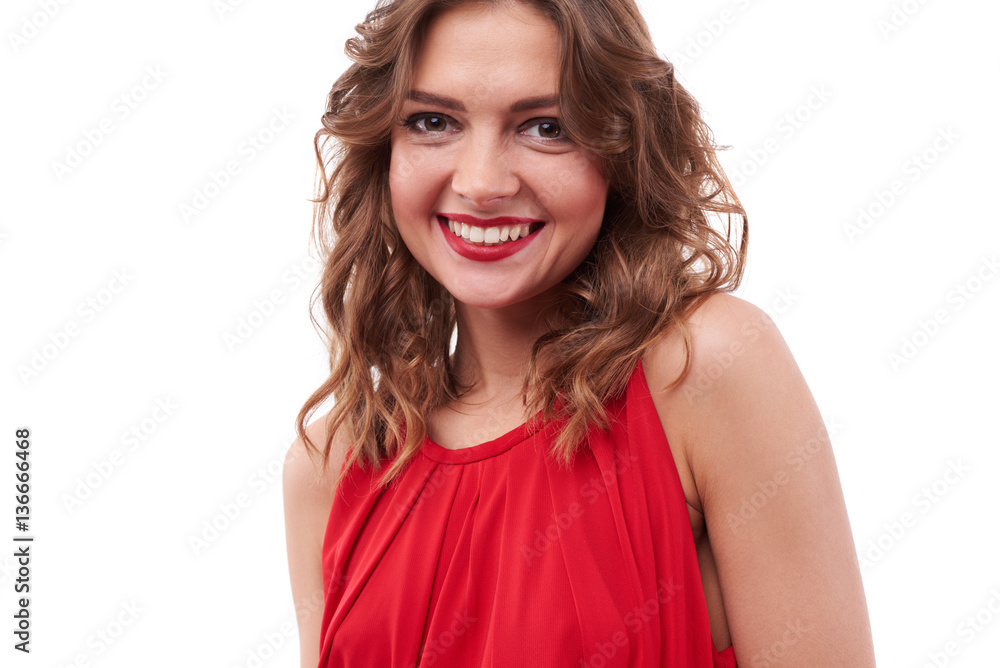 Smiley curled woman looking at the camera Smiley curled woman looking at the camera