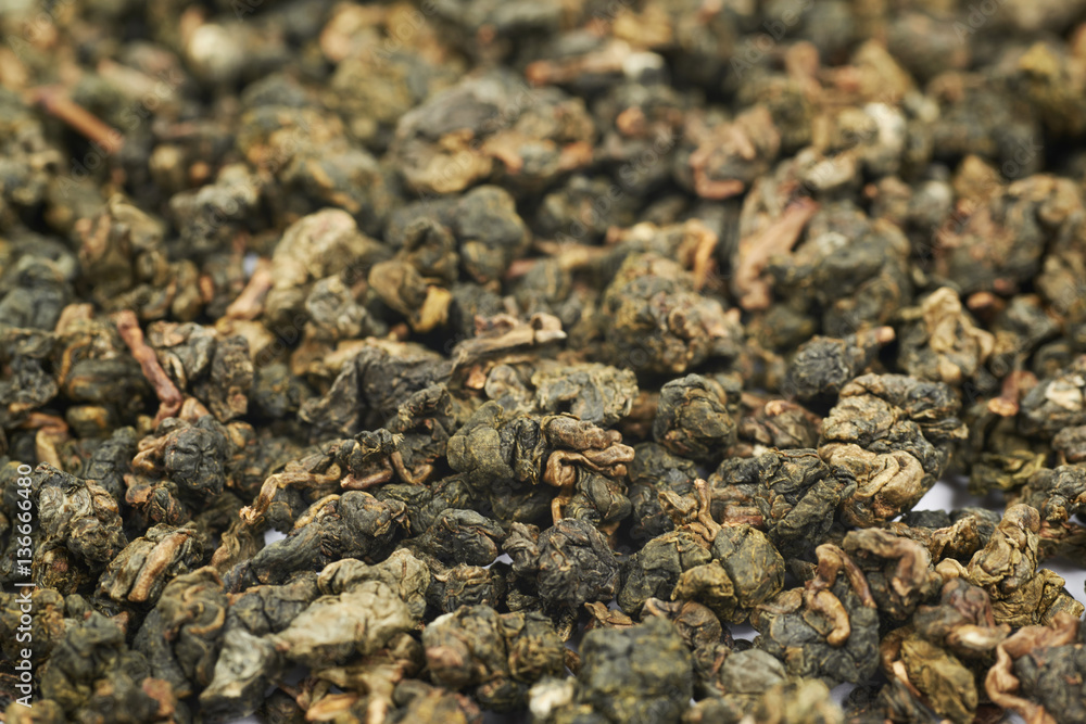 Surface coated with tea leaves