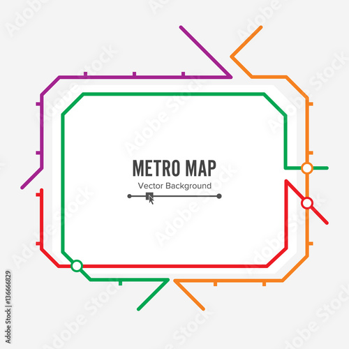 Metro Map Vector. Fictitious City Public Transport Scheme. Colorful Background With Stations